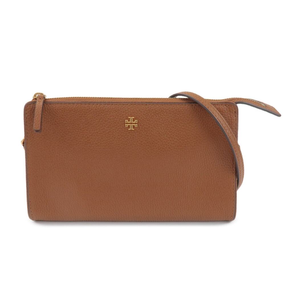 Tory Burch Double T Leather Crossbody Bag Brown
